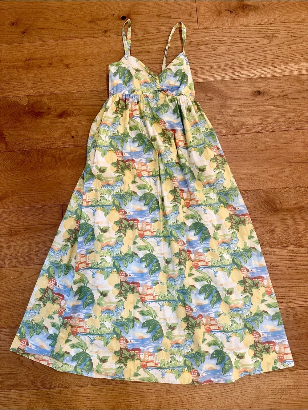 Abercrombie & Fitch Yellow Green Blue Floral Maxi Dress